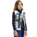 Cute Cat Hand Drawn Cartoon Style Kid s Button Up Puffer Vest	 View2