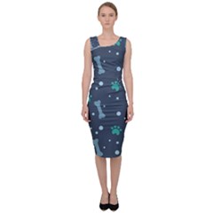 Bons Foot Prints Pattern Background Sleeveless Pencil Dress by Simbadda