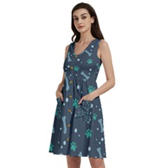 Bons Foot Prints Pattern Background Sleeveless Dress With Pocket by Simbadda