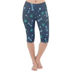 Bons Foot Prints Pattern Background Lightweight Velour Cropped Yoga Leggings by Simbadda