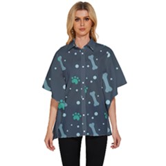 Bons Foot Prints Pattern Background Women s Batwing Button Up Shirt