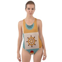 Nautical Elements Collection Cut-out Back One Piece Swimsuit by Simbadda