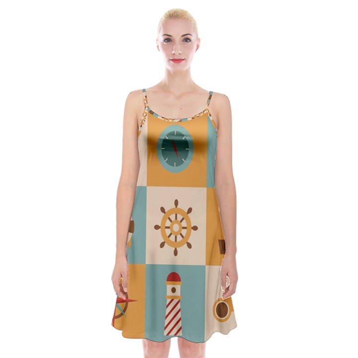 Nautical Elements Collection Spaghetti Strap Velvet Dress