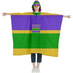 Mardi Gras Stripes Of Purple, Yellow And Green  Women s Hooded Rain Ponchos by Khoncepts