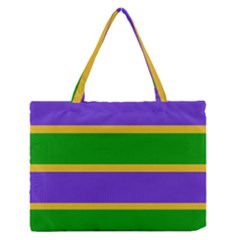 Mardi Gras Stripes Of Purple, Yellow And Green  Zipper Medium Tote Bag by Khoncepts