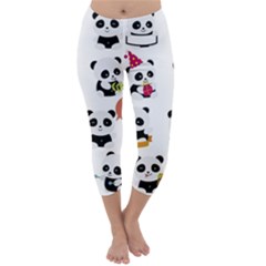 Playing Panda Cartoon Capri Winter Leggings  by Simbadda