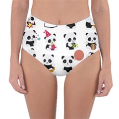 Playing Panda Cartoon Reversible High-waist Bikini Bottoms by Simbadda