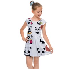 Playing Panda Cartoon Kids  Cap Sleeve Dress by Simbadda