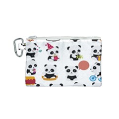 Playing Panda Cartoon Canvas Cosmetic Bag (small) by Simbadda