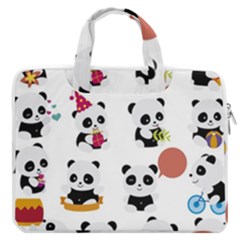 Playing Panda Cartoon Macbook Pro 16  Double Pocket Laptop Bag  by Simbadda