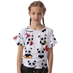 Playing Panda Cartoon Kids  Cut Out Flutter Sleeves by Simbadda