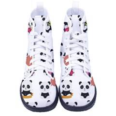 Playing Panda Cartoon Men s High-top Canvas Sneakers