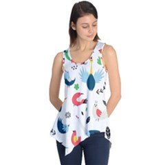 Vector Set Isolates With Cute Bird Scandinavian Style Sleeveless Tunic by Simbadda