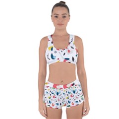 Vector Set Isolates With Cute Bird Scandinavian Style Racerback Boyleg Bikini Set by Simbadda