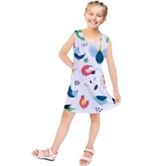 Vector Set Isolates With Cute Bird Scandinavian Style Kids  Tunic Dress by Simbadda