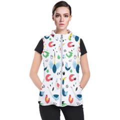 Vector Set Isolates With Cute Bird Scandinavian Style Women s Puffer Vest