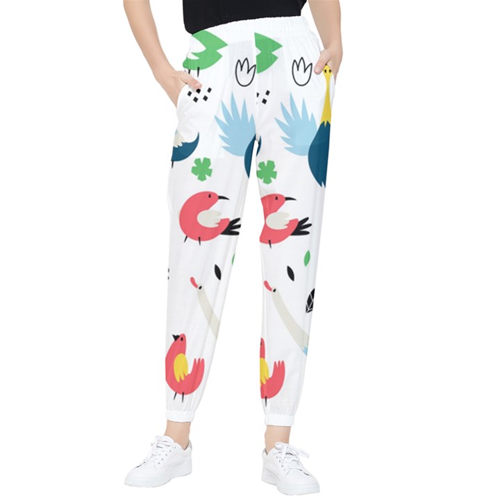 Vector Set Isolates With Cute Bird Scandinavian Style Women s Tapered Pants