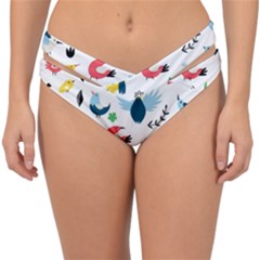 Vector Set Isolates With Cute Bird Scandinavian Style Double Strap Halter Bikini Bottoms by Simbadda