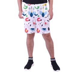 Vector Set Isolates With Cute Bird Scandinavian Style Men s Pocket Shorts by Simbadda