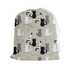 Cute Cat Seamless Pattern Drawstring Pouch (2xl) by Simbadda