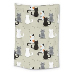 Cute Cat Seamless Pattern Large Tapestry by Simbadda