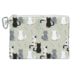 Cute Cat Seamless Pattern Canvas Cosmetic Bag (xl) by Simbadda