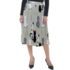 Cute Cat Seamless Pattern Classic Velour Midi Skirt  by Simbadda