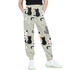 Cute Cat Seamless Pattern Kids  Joggers by Simbadda