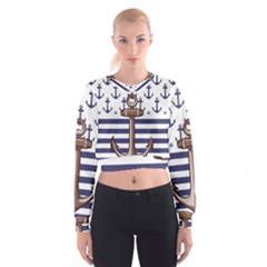 Anchor Background Design Cropped Sweatshirt by Simbadda