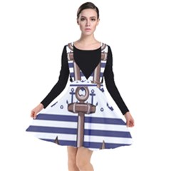 Anchor Background Design Plunge Pinafore Dress by Simbadda