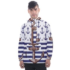 Anchor Background Design Men s Front Pocket Pullover Windbreaker by Simbadda