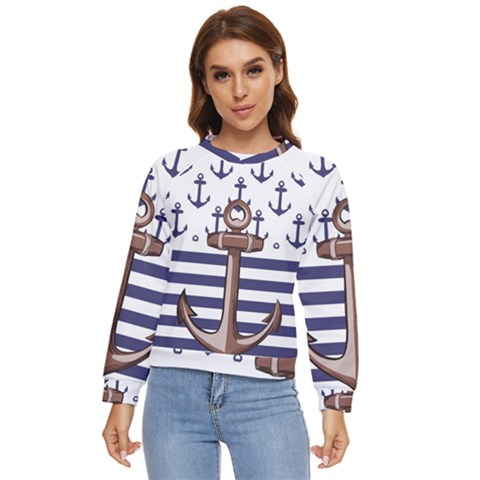 Anchor Background Design Women s Long Sleeve Raglan Tee by Simbadda