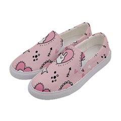 Cartoon Cute Valentines Day Doodle Heart Love Flower Seamless Pattern Vector Women s Canvas Slip Ons by Simbadda