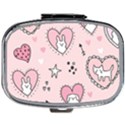 Cartoon Cute Valentines Day Doodle Heart Love Flower Seamless Pattern Vector Mini Square Pill Box View1