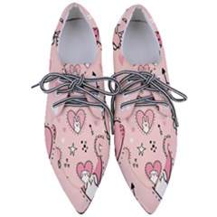 Cartoon Cute Valentines Day Doodle Heart Love Flower Seamless Pattern Vector Pointed Oxford Shoes by Simbadda