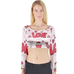 Hand Drawn Valentines Day Element Collection Long Sleeve Crop Top by Simbadda