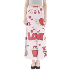 Hand Drawn Valentines Day Element Collection Full Length Maxi Skirt by Simbadda