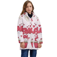 Hand Drawn Valentines Day Element Collection Kids  Hooded Longline Puffer Jacket by Simbadda