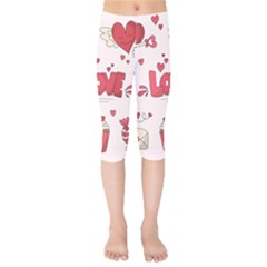 Hand Drawn Valentines Day Element Collection Kids  Capri Leggings  by Simbadda