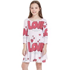 Hand Drawn Valentines Day Element Collection Kids  Quarter Sleeve Skater Dress by Simbadda