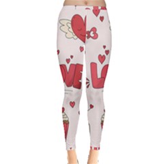 Hand Drawn Valentines Day Element Collection Inside Out Leggings by Simbadda