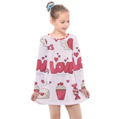 Hand Drawn Valentines Day Element Collection Kids  Long Sleeve Dress by Simbadda