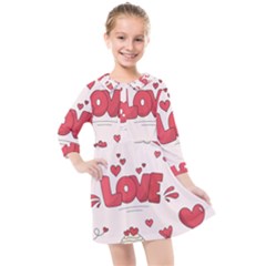 Hand Drawn Valentines Day Element Collection Kids  Quarter Sleeve Shirt Dress by Simbadda