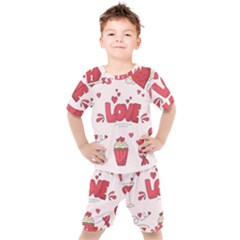 Hand Drawn Valentines Day Element Collection Kids  Tee And Shorts Set by Simbadda