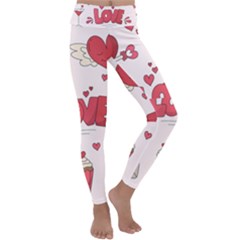 Hand Drawn Valentines Day Element Collection Kids  Lightweight Velour Classic Yoga Leggings by Simbadda