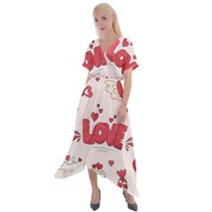 Hand Drawn Valentines Day Element Collection Cross Front Sharkbite Hem Maxi Dress by Simbadda