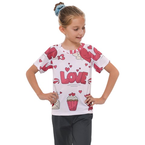 Hand Drawn Valentines Day Element Collection Kids  Mesh Piece Tee by Simbadda