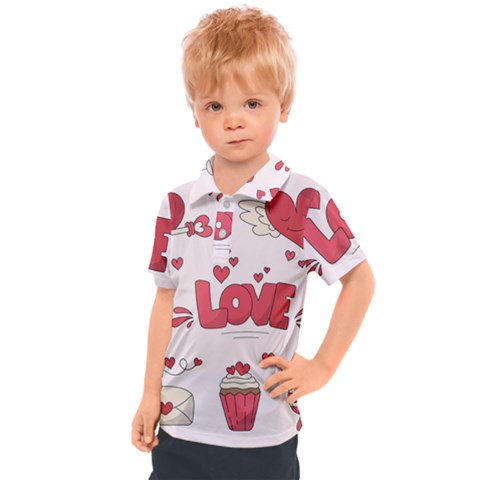 Hand Drawn Valentines Day Element Collection Kids  Polo Tee by Simbadda