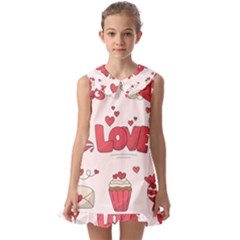 Hand Drawn Valentines Day Element Collection Kids  Pilgrim Collar Ruffle Hem Dress by Simbadda