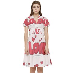 Hand Drawn Valentines Day Element Collection Short Sleeve Waist Detail Dress by Simbadda